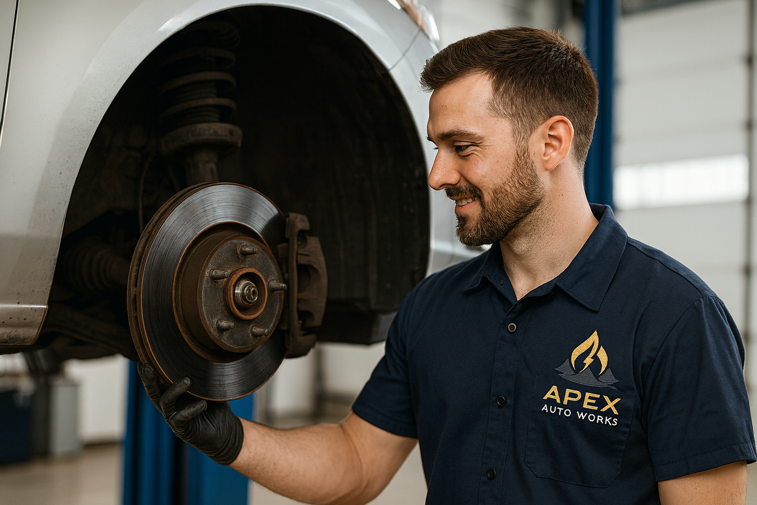 Technician working at Apex Auto Works